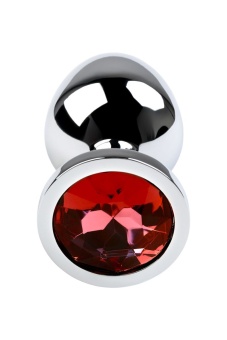 Анальная пробка с красным кристаллом ToyFa Metal - 8 см