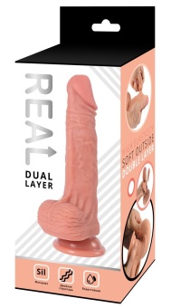 Силиконовый реалистичный фаллоимитатор Real Dual Layer - 20 см