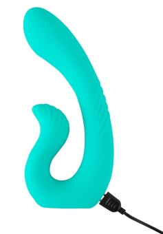 Бирюзовый вибратор NAIRA Dual Heads Vibrator - 17,5 см.