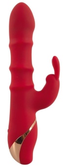 Красный вибратор-кролик с 3 подвижными кольцами Rabbit Vibrator with 3 Moving Rings - 23,7 см.