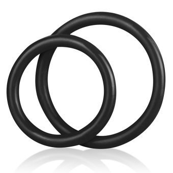 Набор из двух чёрных колец разного диаметра Silicone Cock Ring Set