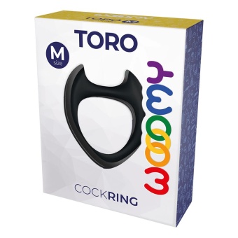 Черное эрекционное кольцо с рожками Wooomy Toro M