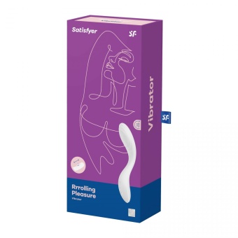 Белый вибромассажер Satisfyer Rrrolling Pleasure с движущимся шариком - 23 см