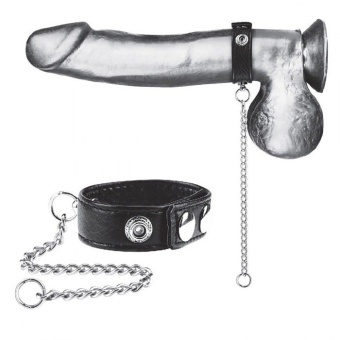 Кольцо на пенис с металлическим поводком Snap Cock Ring with Leash