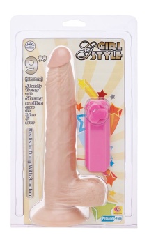 Телесный вибромассажёр на присоске G-GIRL STYLE 9INCH VIBRATING DONG - 22,9 см.