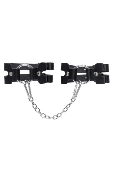 Черные кожаные оковы из двух ремешков