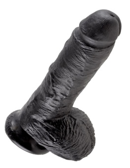 Фаллоимитатор на присоске с мошонкой King Cock with Balls 20 см чёрный