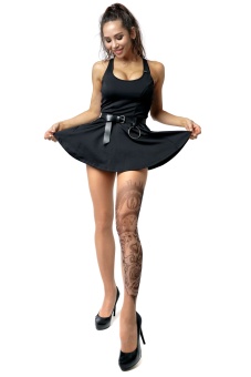 Колготки с имитацией татуировки на всю левую ножку