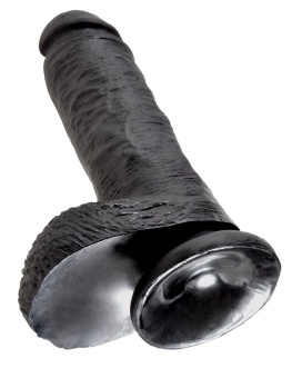Фаллоимитатор на присоске с мошонкой King Cock with Balls 20 см чёрный