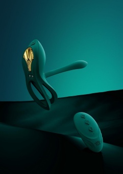 Эрекционное кольцо с вибрацией и пультом дистанционного управления Zalo Bayek зелёное