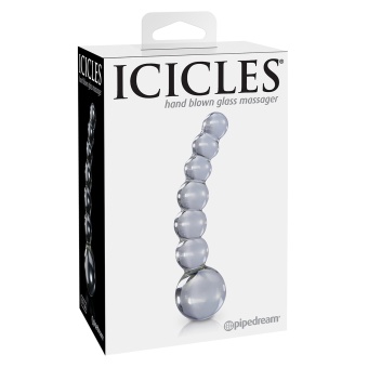 Стеклянный стимулятор Icicles №66 с шариками - 12 см