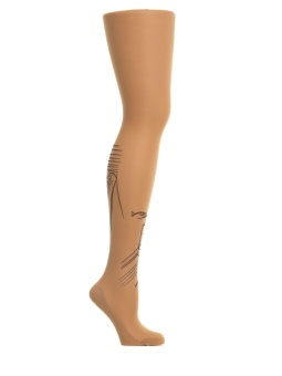 Колготки с принтом в виде метро на левой ножке