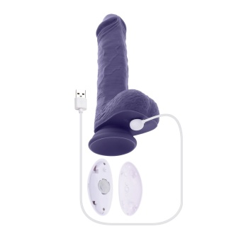 Фиолетовый вибратор на присоске с поступательными движениями Pleasure Rider - 22,2 см.