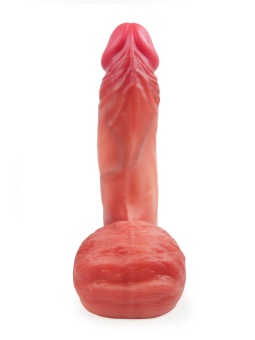 Телесный силиконовый фаллоимитатор на присоске - 22,5 см.