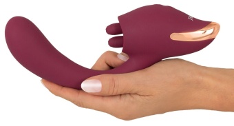 Малиновый вибратор с подвижными язычками 2 Function Vibrator - 20,6 см.