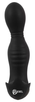 Черная анальная пробка с вибрацией, вращением и пультом ДУ RC Butt Plug with 2 Functions