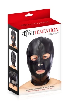 Маска-шлем Fetish Tentation из искусственной кожи с вырезами