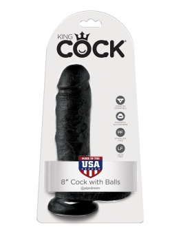 Фаллоимитатор на присоске с мошонкой King Cock with Balls 20 см чёрный