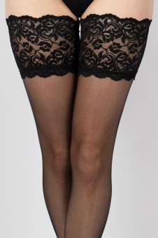 Чулки на широкой ажурной силиконовой резинке