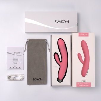 Вибратор-кролик Svakom Avery с возвратно поступательными движениями розовый