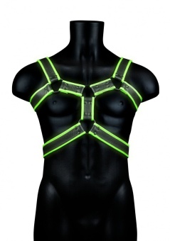 Стильная портупея Body Harness с неоновым эффектом - размер S-M