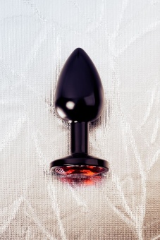 Маленькая анальная пробка с кристаллом ToyFa Metal черно-красная