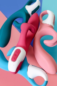 Вибратор с клиторальным стимулятором Satisfyer Hug Me 21,2 см бирюзовый