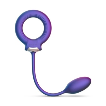 Фиолетовое эрекционное виброкольцо с анальным шариком Eclipse