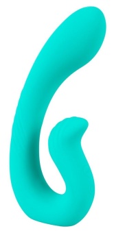 Бирюзовый вибратор NAIRA Dual Heads Vibrator - 17,5 см.