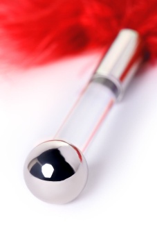 Щекоталка с пушистым мехом и прозрачной ручкой ToyFa Theatre красная - 13 см