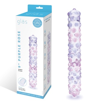 Стеклянный фаллоимитатор с пупырышками Glas Purple Rose