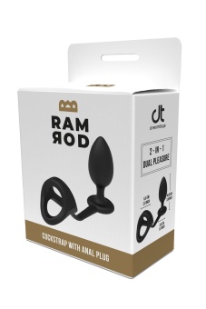 Черное эрекционное кольцо с анальной пробкой Cockstrap With Anal Plug