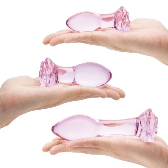 Набор стеклянных анальных пробок с розочками Glas Rosebud Butt Plug Set