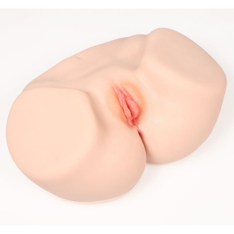 Мастурбатор-полуторс Onahole Real Vagina с вагиной и анусом с двойным слоем и вибрацией