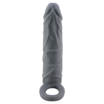 Серая удлиняющая насадка на пенис Large - 18 см.