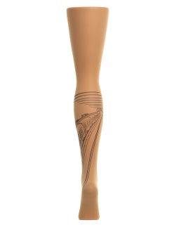 Колготки с принтом в виде метро на левой ножке