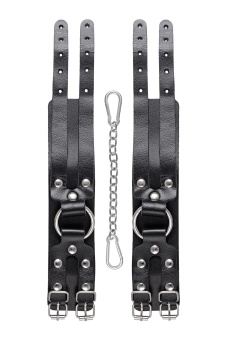 Черные кожаные оковы с двумя ремешками