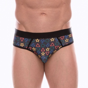 Темно-серые мужские трусы-джоки с принтом в виде цветных значков