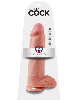 Фаллоимитатор на присоске с мошонкой King Cock with Balls 30 см телесный
