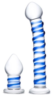 Набор из 2 стеклянных игрушек Glas Swirly Dildo Butt Plug Set