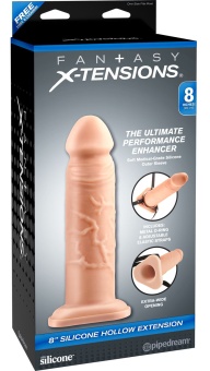 Реалистичный фаллопротез Silicone Hollow Extension телесный - 20 см