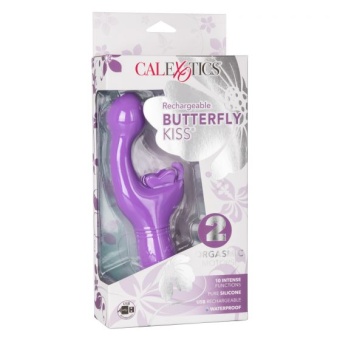 Вибратор с клиторальным стимулятором-бабочкой Butterfly Kiss фиолетовый