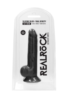 Черный фаллоимитатор Realistic Cock With Scrotum - 24 см.