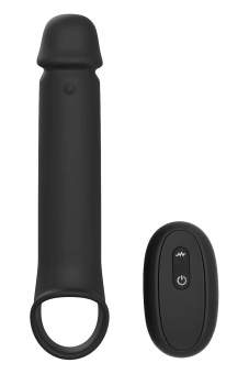 Черная насадка-удлинитель с вибрацией Vibrating Extender With Remote