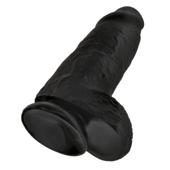 Толстый фаллоимитатор с мошонкой на присоске Pipedream King Cock Chubby черный