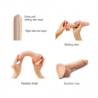 Реалистичный фаллоимитатор Strap-On-Me Sliding Skin S телесный 12,8 см