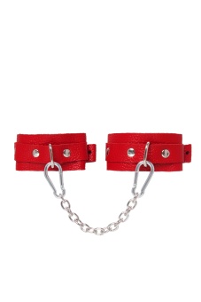 Красные кожаные узкие оковы со скруглёнными углами