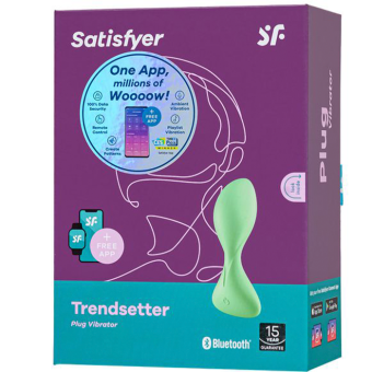 Анальная пробка с вибрацией Satisfyer Trendsetter с приложением зеленая