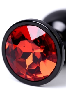 Маленькая анальная пробка с кристаллом ToyFa Metal черно-красная