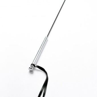 Черный кожаный стек с гладкой ручкой - 55 см.